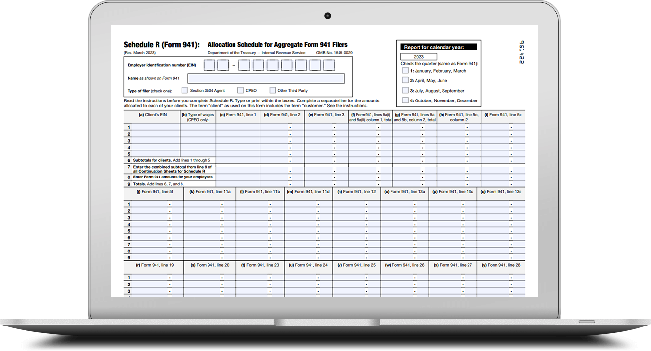 2023 Form 941 Schedule R